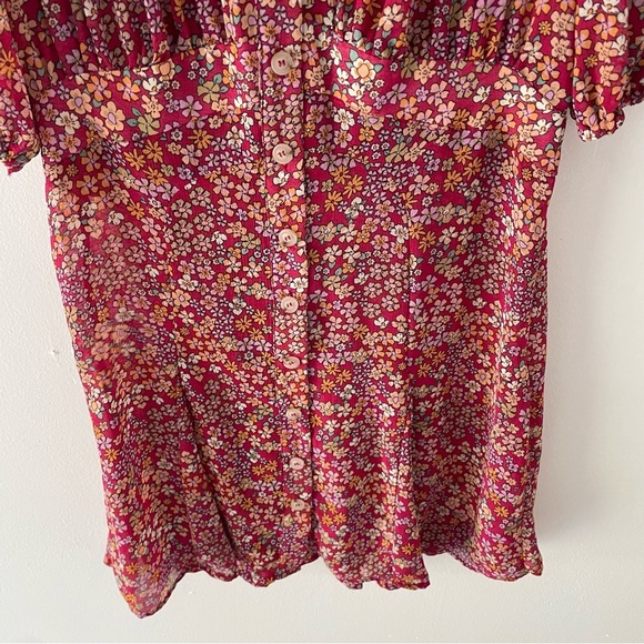 Free People Bonnie floral red orange print mini dress 37769 - Picture 7 of 14